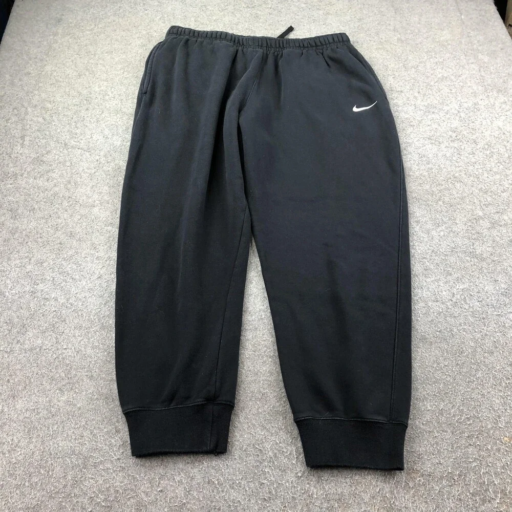 Nike Sweatpants Mens 2XL Black Fleece Joggers Elastic Waist Pockets Cuffed